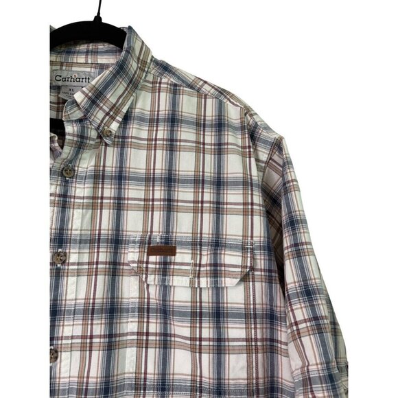 Carhartt Men's 100% Cotton Casual Button Down Short Sleeve Plaid Shirt Size XL - Picture 4 of 12